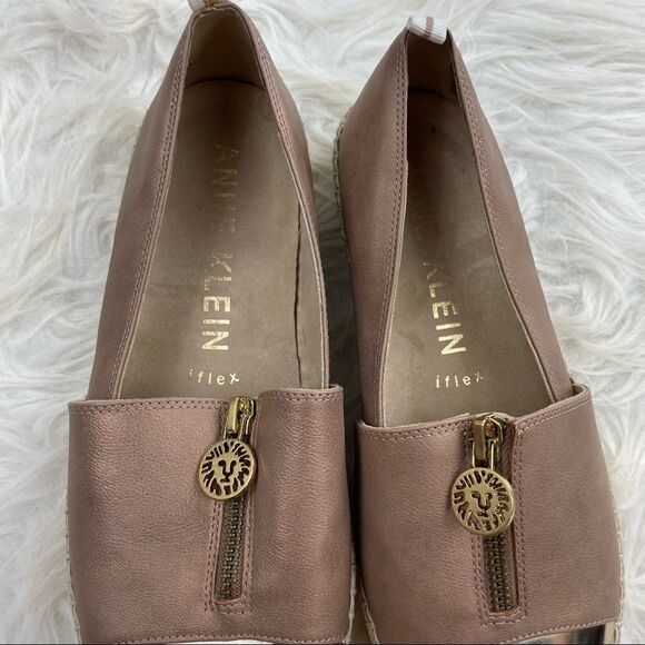 Anne Klein Zetta Espadrille Zip Up Metallic Flats - Picture 3 of 9